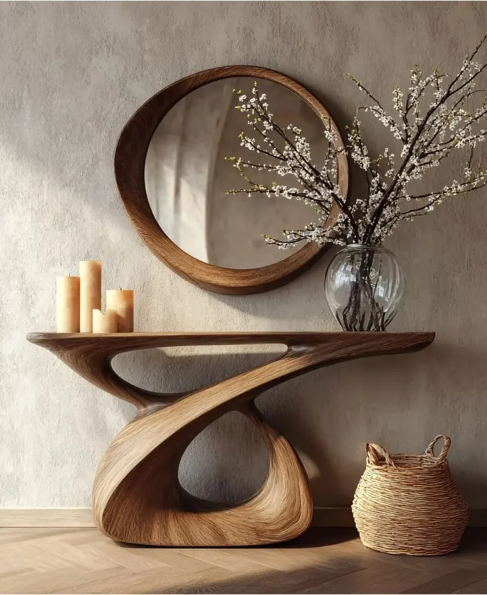 Live Edge Solid Wood Console Table Handmade Rustic