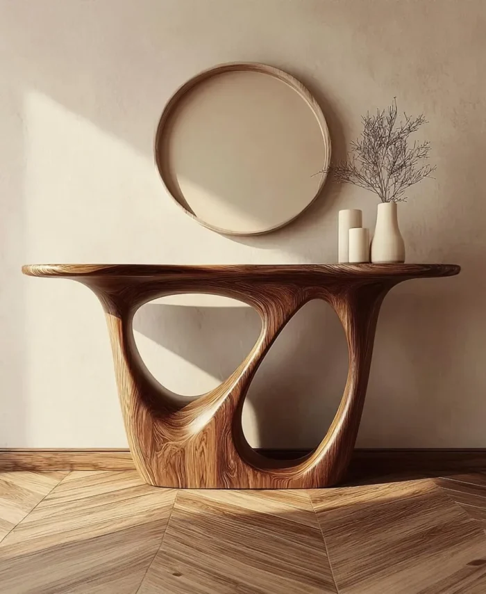 Solid Wood Live Edge Console Table Rustic Handmade