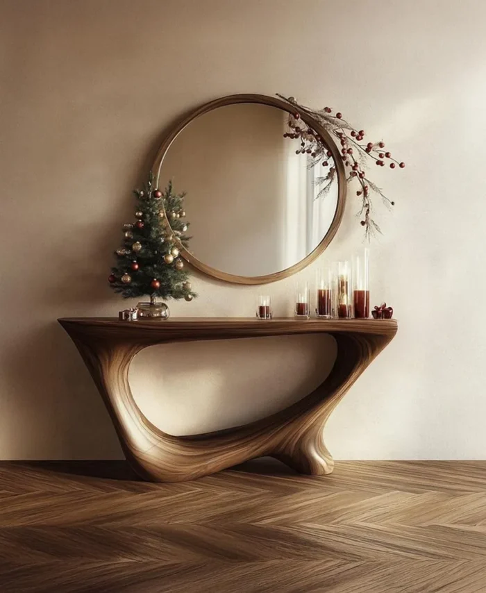 Unique Live Edge Rustic Wood Console Table