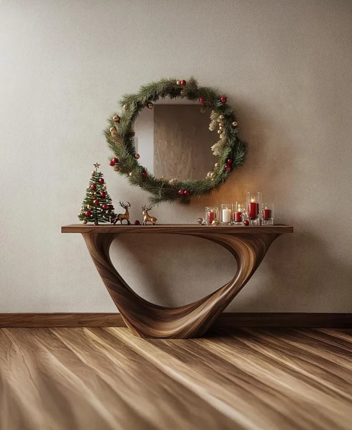 Rustic Live Edge Console Table Solid Wood Unique