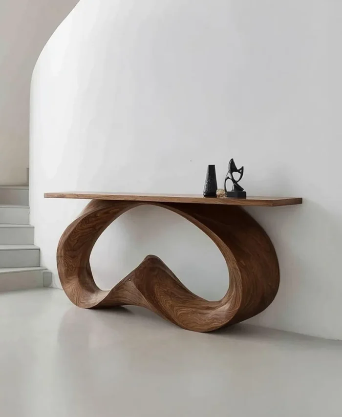 Handmade Solid Wood Console Table Modern Organic Entryway