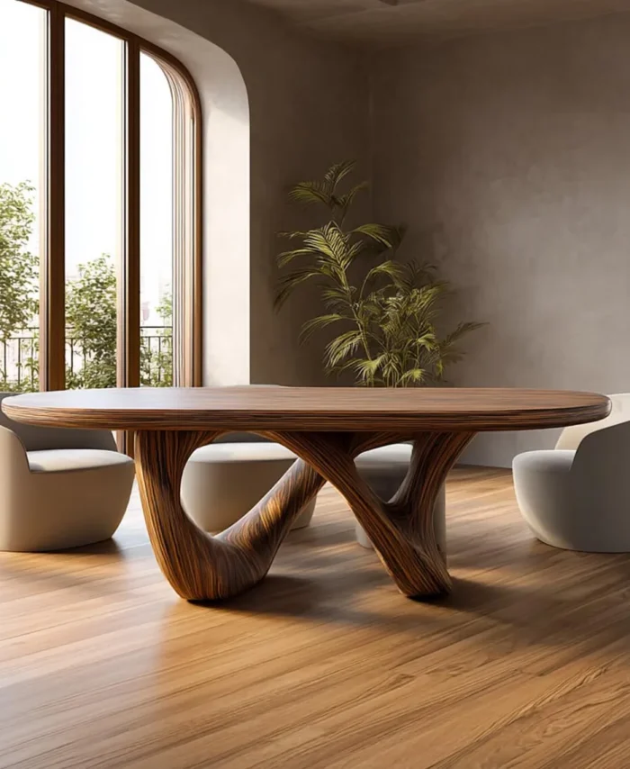 Natural Wood Console Table Free Standing Handmade