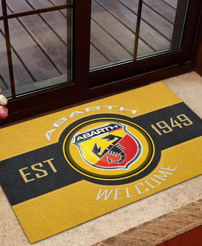 Small Performance Car Doormat, Durable Auto-Inspired Rug for Garage or Home Entry CAR169 - Yellow