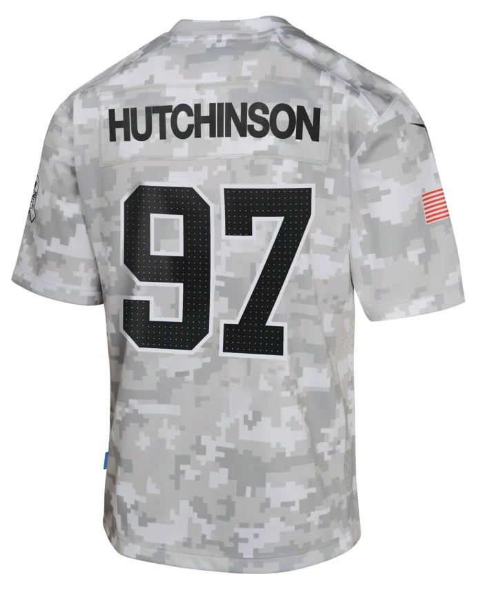 Aidan Hutchinson Detroit Lions Youth 2024 Salute to Service Game Jersey - Arctic Camo