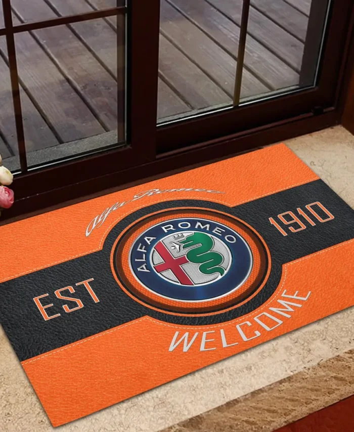 Vintage Ride Doormat, Automotive Logo Style Floor Mat CAR169 - Orange