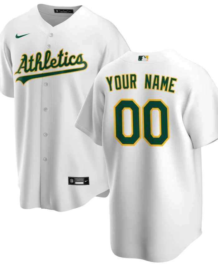 Athletics Home Replica Custom Jersey - White