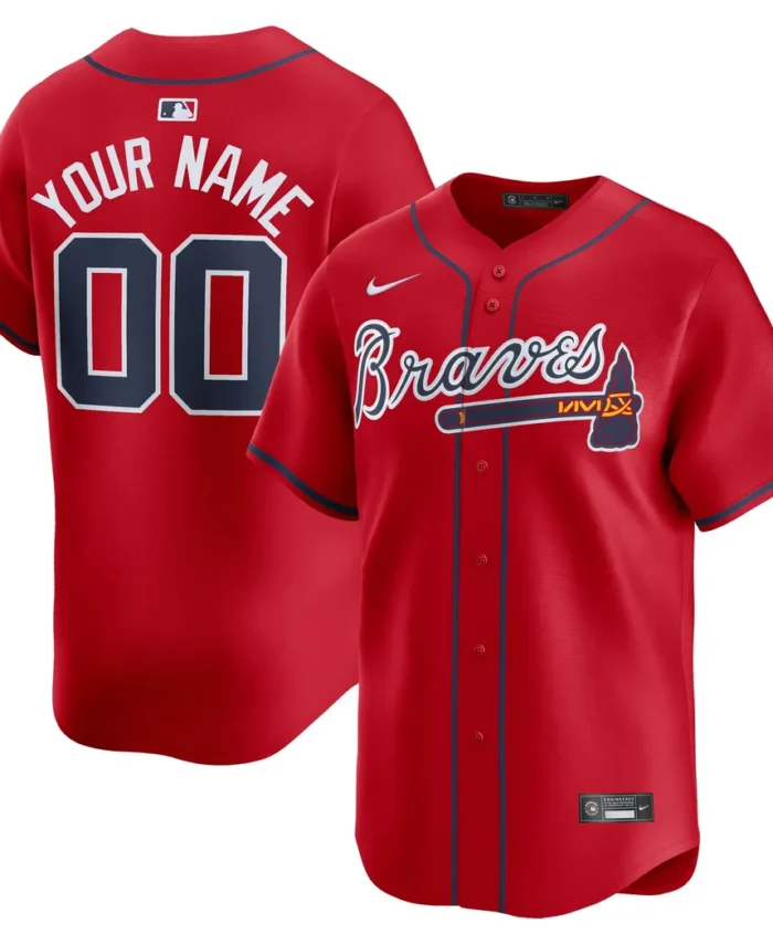 Atlanta Braves  Alternate Limited Custom Jersey Red
