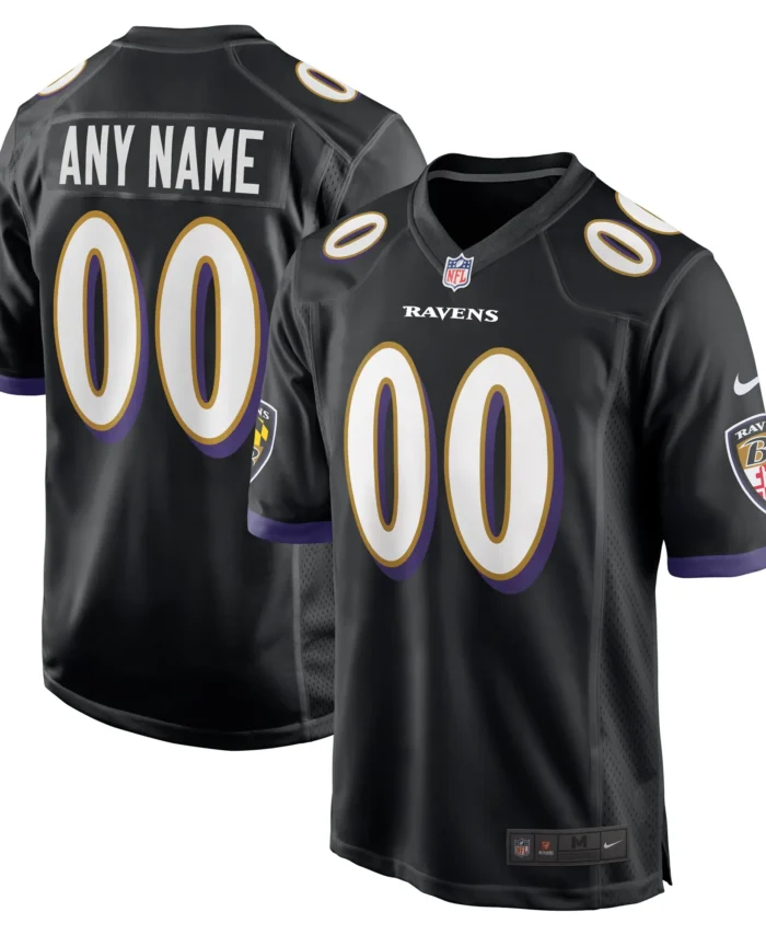 Baltimore Ravens Alternate Custom Game Jersey - Black