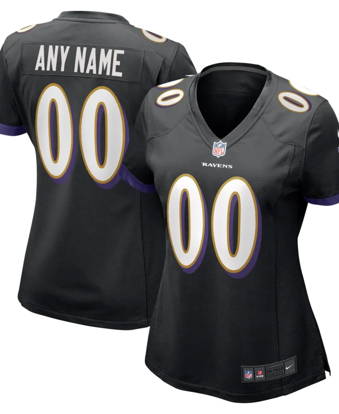 Baltimore Ravens Women's Alternate Custom Game Jersey - Black