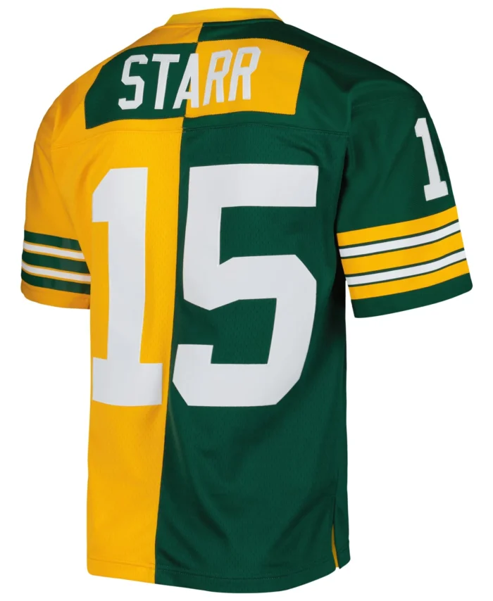 Bart Starr Green Bay Packers Mitchell & Ness 1969 Split Legacy Replica Jersey - Green/Gold