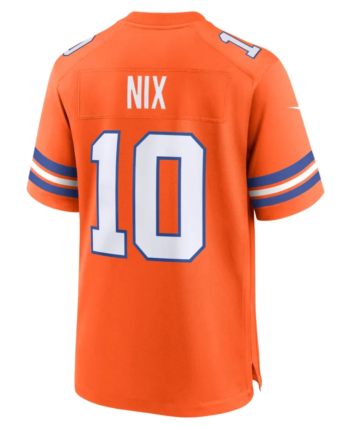 Bo Nix Denver Broncos Mile High Collection 1977 Throwback Player Game Jersey - Orange