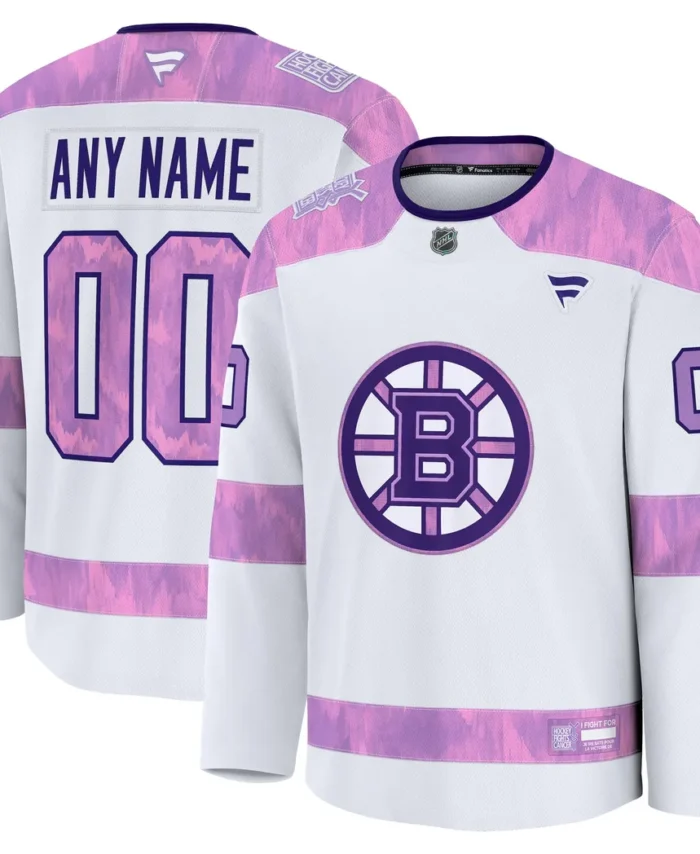 Boston Bruins Fanatics 2024 Hockey Fights Cancer Custom Practice Jersey - White