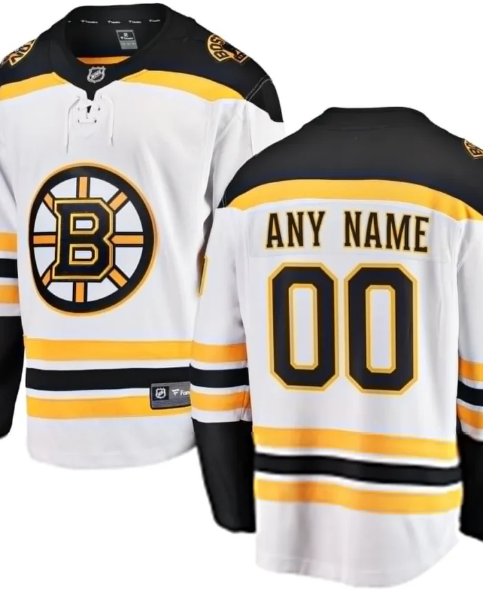 Boston Bruins Fanatics Away Breakaway Custom Jersey - White