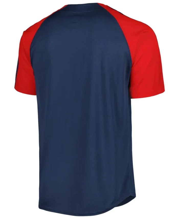 Boston Red Sox Stitches Button-Down Raglan Fashion Jersey - Navy