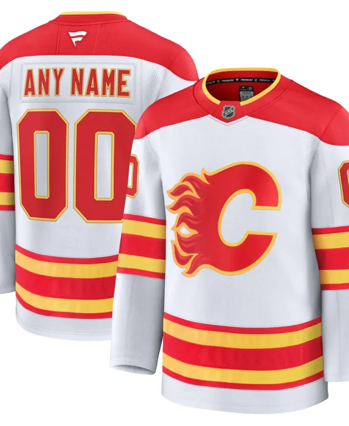 Calgary Flames Fanatics Away Premium Custom Jersey - White