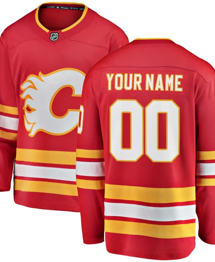 Calgary Flames Fanatics Home Breakaway Custom Jersey - Red