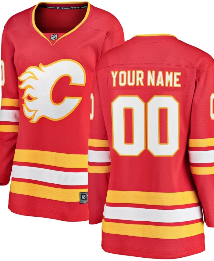 Calgary Flames Fanatics Women Home Breakaway Custom Jersey - Red