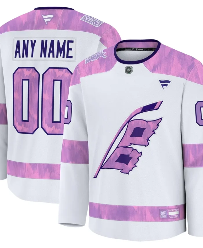 Carolina Hurricanes Fanatics 2024 Hockey Fights Cancer Custom Practice Jersey - White