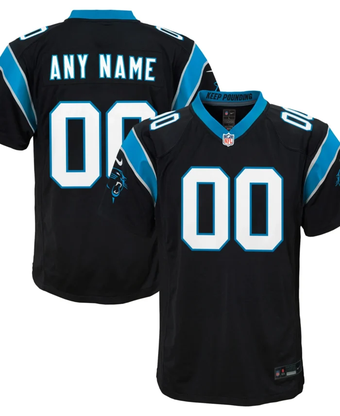 Carolina Panthers Youth Custom Game Jersey - Black