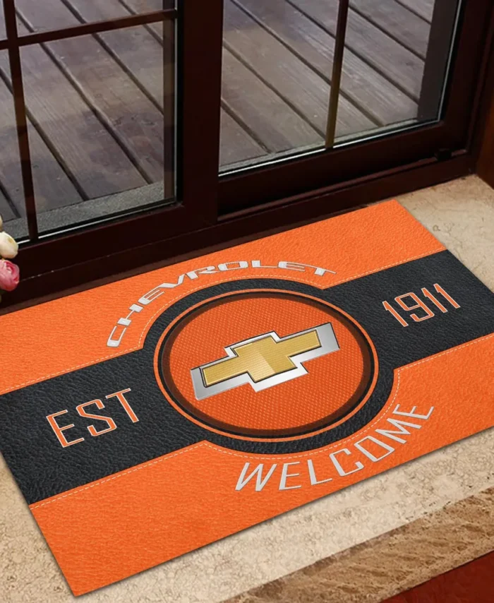 Modern Crossover Doormat, Durable Auto-Inspired Rug for Garage or Home Entry CAR169 - Orange