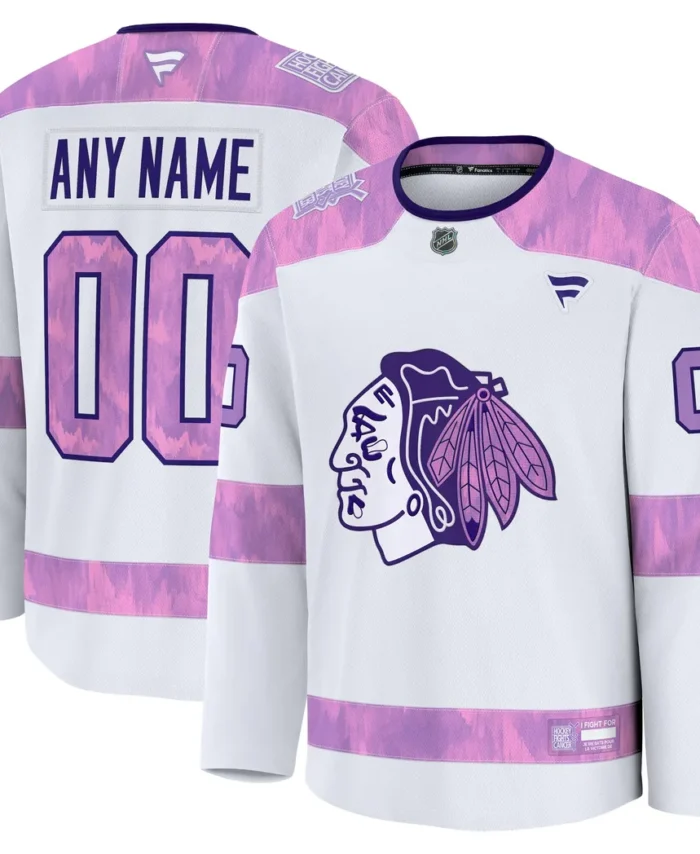 Chicago Blackhawks Fanatics 2024 Hockey Fights Cancer Custom Practice Jersey - White