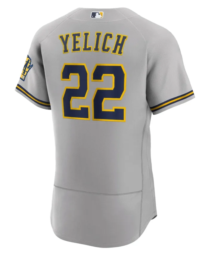 Christian Yelich Milwaukee Brewers Road Authentic Player Logo Jersey - Gray