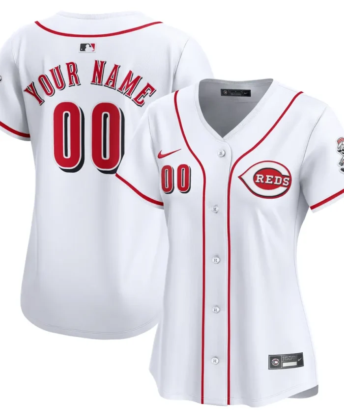 Cincinnati Reds Women Home Limited Custom Jersey- White