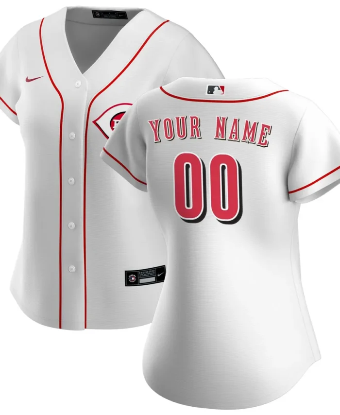 Cincinnati Reds Women Home Replica Custom Jersey - White