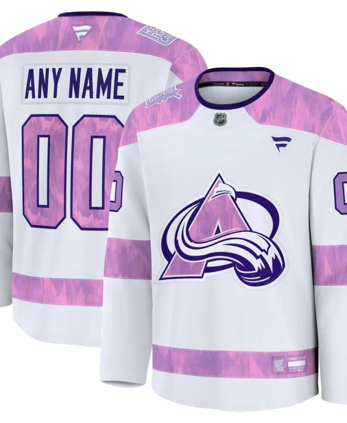 Colorado Avalanche Fanatics 2024 Hockey Fights Cancer Custom Practice Jersey - White