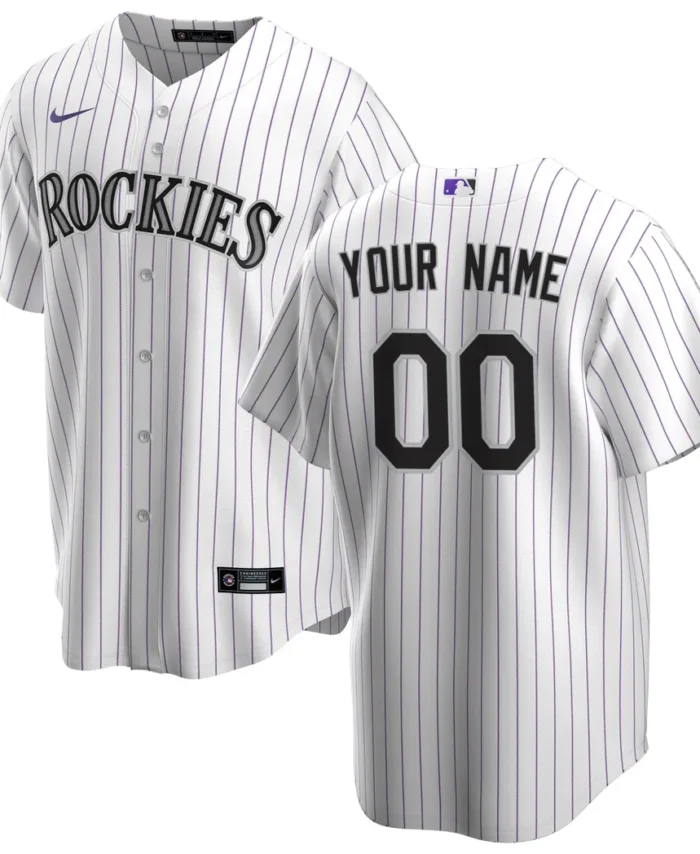 Colorado Rockies Home Replica Custom Jersey - White