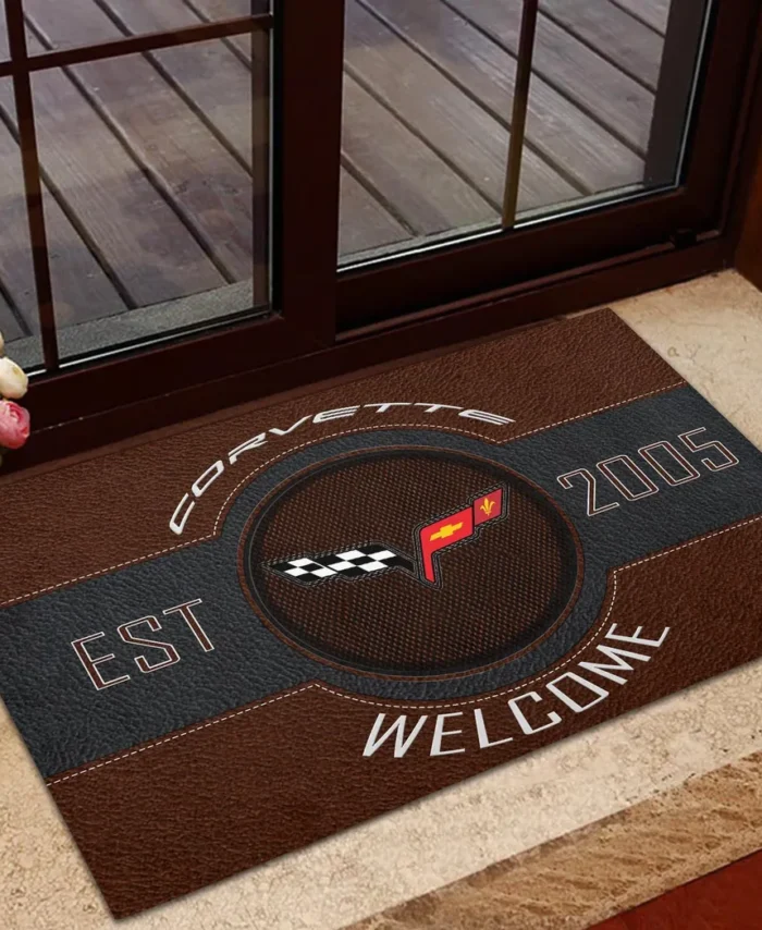 Modern Muscle Car Doormat, Automotive Logo Style Floor Mat CAR169 - Brown