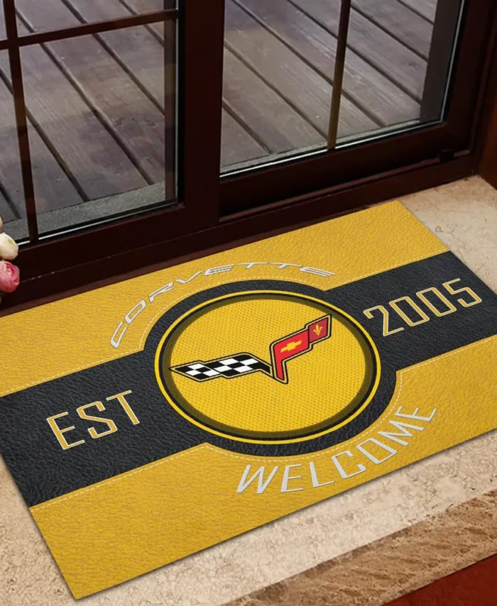 Race-Inspired Car Doormat, Automotive Logo Style Floor Mat CAR169 - Yellow
