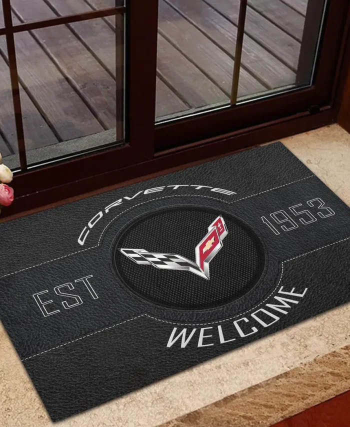 Retro Driving Icon Doormat, Automotive Logo Style Floor Mat CAR169 - Black
