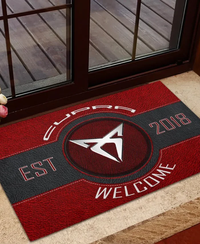 Modern Performance Car Doormat, Automotive Logo Style Floor Mat CAR169 - Red