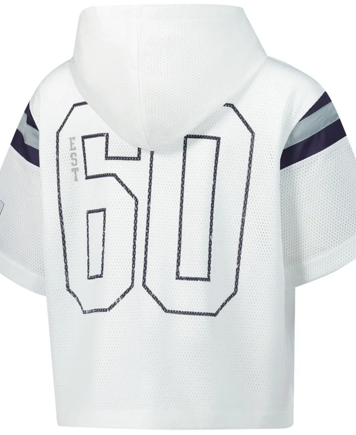Dallas Cowboys The Wild Collective Women's Mesh Short Sleeve Hoodie T-Shirt - White