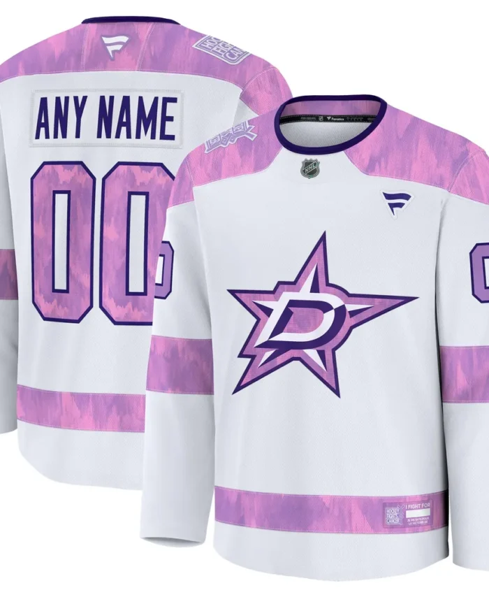 Dallas Stars Fanatics 2024 Hockey Fights Cancer Custom Practice Jersey - White