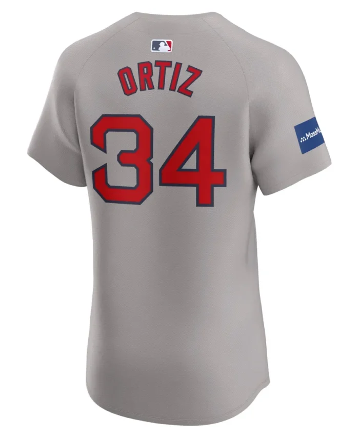 David Ortiz Boston Red Sox Road Elite Sponsor Patch Player Jersey - Gray