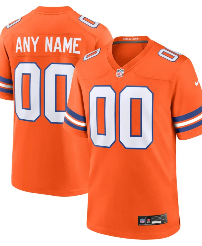 Denver Broncos Mile High Collection 1977 Throwback Custom Game Jersey - Orange