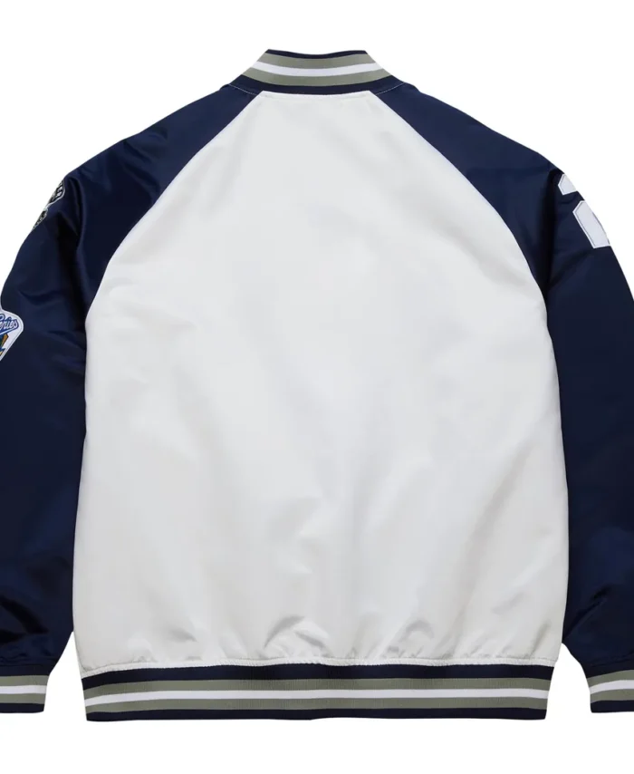 Derek Jeter New York Yankees Mitchell Ness Cooperstown Collection Legends Lightweight Satin Raglan Full-Snap Jacket- White/Navy
