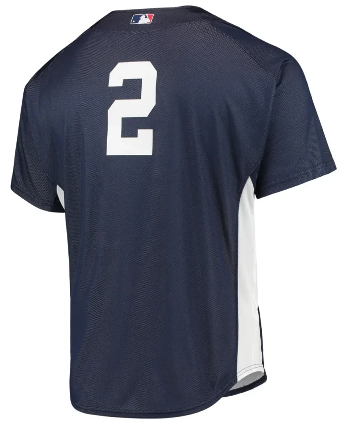 Derek Jeter New York Yankees Mitchell Ness Cooperstown CollectionMesh Batting Practice Button-Up Jersey- Navy