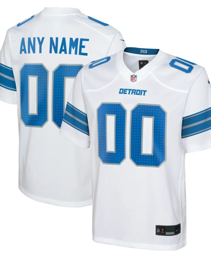Detroit Lions Youth Custom Game Jersey - White