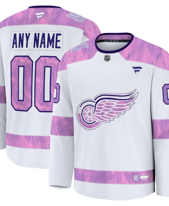 Detroit Red Wings Fanatics 2024 Hockey Fights Cancer Custom Practice Jersey - White