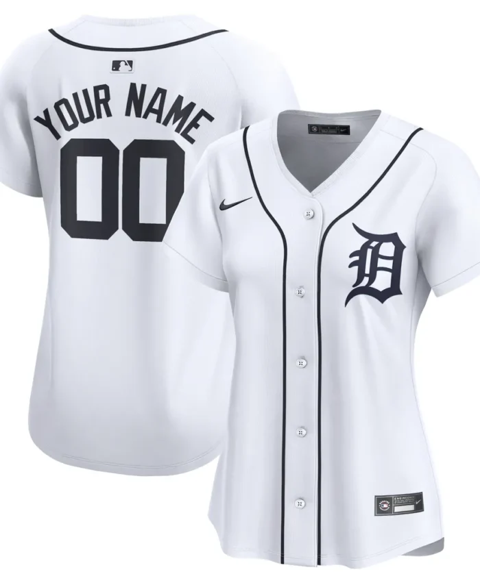 Detroit Tigers Women Home Limited Custom Jersey - White