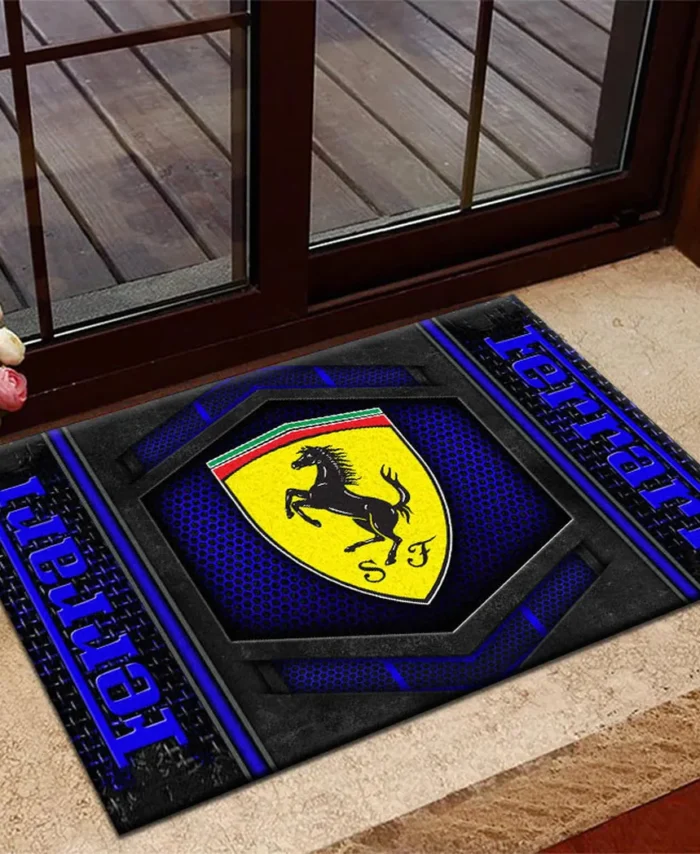 Superfast Road Car Doormat, Durable Auto-Inspired Rug for Garage or Home Entry CAR135 - Blue