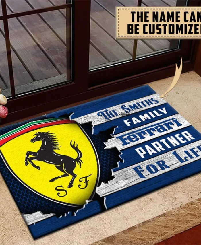 Italian Supercar Doormat, Durable Auto-Inspired Rug for Garage or Home Entry CAR135 - Blue