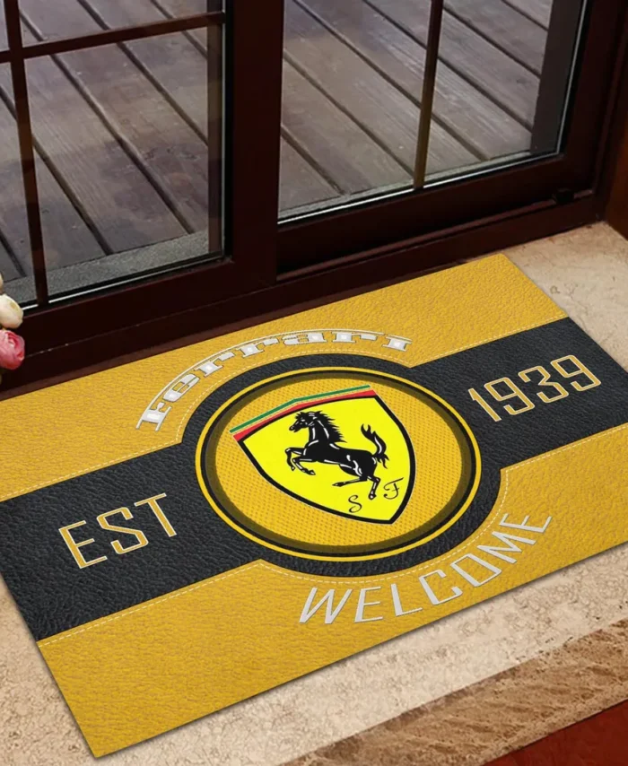 Luxury Speedster Doormat, Durable Auto-Inspired Rug for Garage or Home Entry CAR169 - Yellow