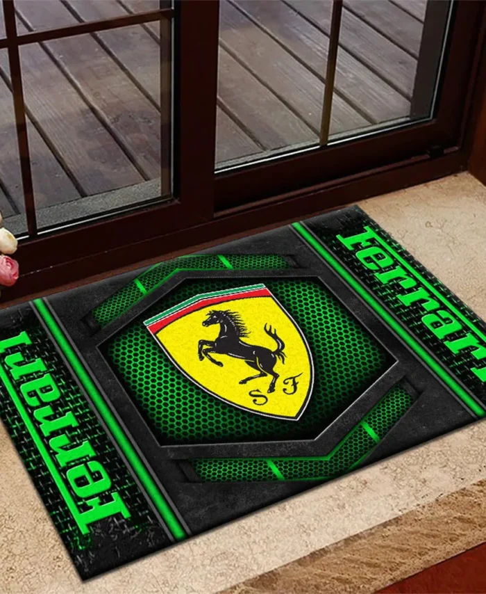 High-Performance Coupe Doormat, Durable Auto-Inspired Rug for Garage or Home Entry CAR135 - Green