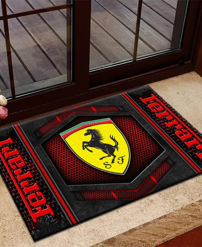 High-Performance Coupe Doormat, Durable Auto-Inspired Rug for Garage or Home Entry CAR135 - Red