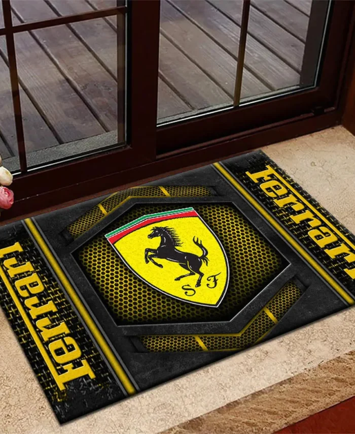 Italian Supercar Doormat, Automotive Logo Style Floor Mat CAR135 - Yellow