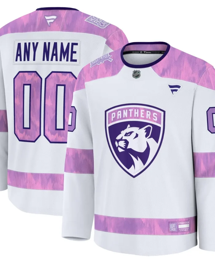 Florida Panthers Fanatics 2024 Hockey Fights Cancer Custom Practice Jersey - White